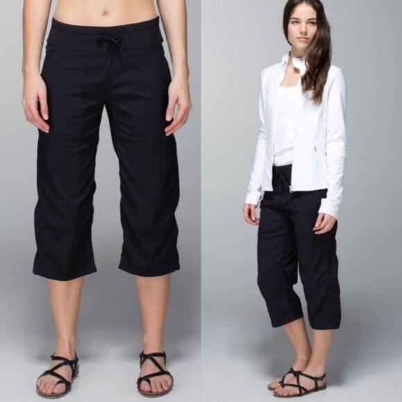 Lululemon Black Studio Crop Pants Joggers Unlined‎ Size 4 Yoga Run Dance Fitness - Picture 3 of 12